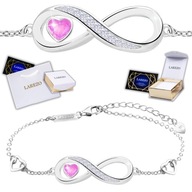 Strieborný náramok s ružovým kubickým zirkónom Infinity Heart 925 SILVER