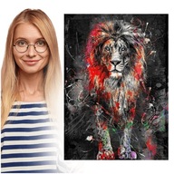 Diamantové vyšívanie WILD CATS Diamond Painting lion 5D lepená mozaika