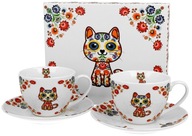 Súprava porcelánových šálok a podšálok Duo CATS