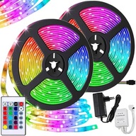 SET 2 x FAREBNÝ RGB LED PÁS 10 M VODEODOLNÝ PÁS 2 DIAĽKOVÉ OVLÁDAČE 10 metrov