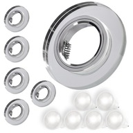 6x LED STROPNÝ DRŽIAK ŽIAROVKY GU10 SILVER GLAMOUR ROUND CIRCLE