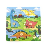 Drevené puzzle s rúčkami Dinosaury Viga 44596