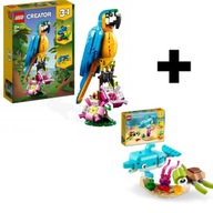 LEGO CREATOR 3V1 SÚPRAVA PAPAGÁJOV DŽUNGLA 31136 + DARČEKOVÁ SADA LEGO 31128