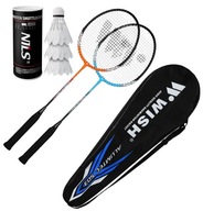 WISH Set 2 bedmintonových rakiet v kufríku + 3 pierkové loptičky