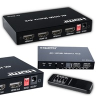 HDMI Matrix 4x2 4K HDCP Splitter + diaľkové ovládanie Toslink Jack