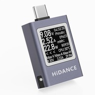 Merač Voltmeter Ampérmeter USB C HiDANCE HDC-085C Mono displej