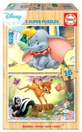 Educa Puzzle 2 x 16 dielikov Bambi Dumbo drevené