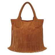 Suede BAG boho taška so strapcami CAMEL