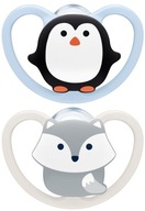 NUK SPACE SILICONE 0-6M 2-BALENIE cumlík PENGUIN FOX