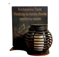 Sviečka, solárny lampáš + gravírovaný podstavec