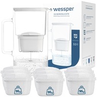 Sklenená filtračná kanvica Wessper aquamax 3,3l + 10x filter Wessper aquamax