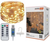 Svetelný záves 300 LED Garland Lamps 3x3 m USB SuperLED káble + diaľkové ovládanie