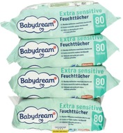 Vlhčené obrúsky Babydream Sensitive 4x80 ks.