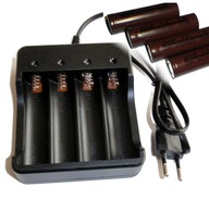 Rýchla nabíjačka + 4x skutočná batéria 2600mAh 18650 3,7V e-cigareta