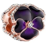 PANSY CHARMS PURPLE kvet PAVE ROSE, striebro 925