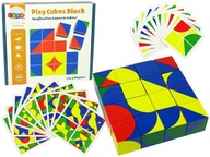 Drevené puzzle farebné bloky vzorov kariet