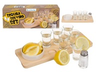 Tequilový servírovací set DECHA BOARD, POHÁRKY, soľnička