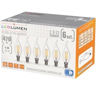 6x E14 LED SVIEČKOVÁ Žiarovka 4W=40W Filament 470lm Dekoratívne bez blikania