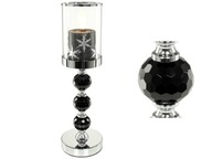 Svietnik Lantern Glamour 3 BLACK Crystal. Barle