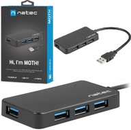 NATEC MOTH HUB USB 3.0 4 PORTY ČIERNA