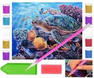 Diamantová výšivka SEA TURTLE 40x30 OBRAZ veľ