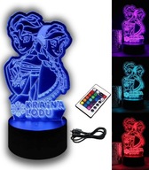 NOČNÁ LAMPA FROZEN ELSA 3D LED RGB + DIAĽK