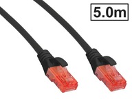 Cat.6 UTP RJ45 prepojovací kábel 1:1 Cu AWG26 čierny 5m