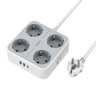 TESSAN UNIVERZÁLNY PREDLŽOVACÍ KÁBEL NAPÁJACIEHO PÁSU 4X AC 3X USB KÁBEL 2M