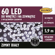 60LED studená biela lampa na batérie s vypínačom