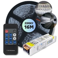 SET 16m Páskový LED pásik SMD biely studený zdroj + 12V diaľkové ovládanie