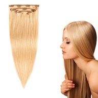 VLASY prírodné 100% ľudské husté Clip In 53 cm 120g 27 medová blond