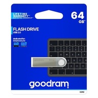 Goodram USB flash disk, USB 2.0, 64GB, UUN2, strieborný