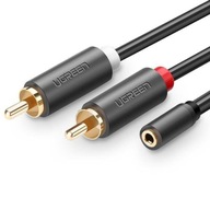 UGREEN AV102 Kábel 2x RCA (Cinch) jack 3,5 mm 0,25 m (čierny)