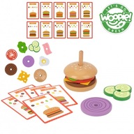 WOOPIE GREEN Drevené burgerové puzzle Stavebné kocky Sendvičové karty Kocky 15