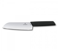 Nôž Santoku, zúbkovaná čepeľ, 17 cm, čierna VICTO