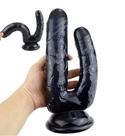 DILDO DVOJITÉHO PENISU XXL PRE VAGÍNU A ANUS, ČIERNA