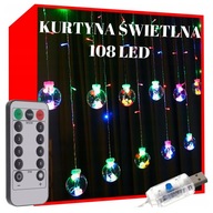 VIANOČNÉ SVETLÁ SVETELNÉ ZÁCLONY GULIČKOVÉ GULE MULTICOLOR 108 LED