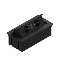 Zásuvka pod omietku ELEKTRIMA KWADRO 3x230V 2xUSB BLACK REJS