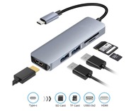 HUB USB-C na HDMI 4K, 2x USB 3.0 čítačka 5v1 APPLE