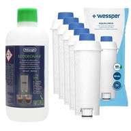 DeLonghi EcoDecalk 0,5L odstraňovač vodného kameňa + 5x vodný filter Wessper Aqualunga