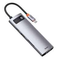 Rozbočovač Baseus 8v1 USB-C USBx3 HDMI RJ45 SD 100W