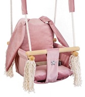 Detská hojdačka s opierkou DoM garden---Rabbit grey pink CE Straps