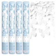 4x Confetti Tube BUTTERFLIES WHITE Svadobné COMUNION Rúry Strieľacie motýle 40cm