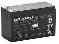 BATÉRIA AGM VRLA BATTERY EUROPOWER EPL 7 7,2Ah T2 Faston 250 APC RBC UPS