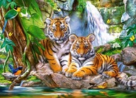 PUZZLE 300 PUZZLE ZVIERATÁ TIGER JUNGLE VODOPÁD 8+ KOLEČKO