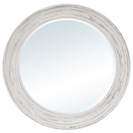 Okrúhle zrkadlo v drevenom svetlom ráme spálne
