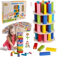 Drevené vežové hracie bloky puzzle Montessori gr