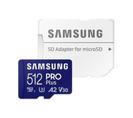 Samsung PRO Plus microSDXC pamäťová karta 512 GB U3 A2 V30 180 MB/s adaptér