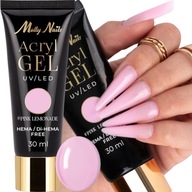 MOLLYNAILS Stavebný akrylový gél 30g Polygél Acrylgel Pink Limonade Pink