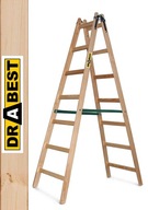 Maliarsky drevený rebrík, obojstranný, 2x7 schodíkov, DRABEST 150kg + HÁK